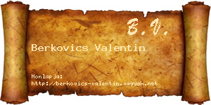 Berkovics Valentin névjegykártya
